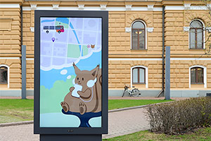 Animaatio ja kuvitus Oulun bussipysäkkien infotauluille - Mainostoimisto IOStudio | Studio Ilpo Okkonen